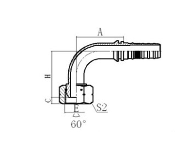 22693-W 45°90°英管内螺纹60°外锥面
